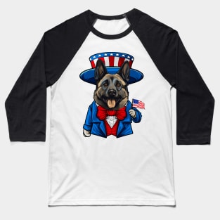 Funny 4th of July Norwegian Elkhound Dog Baseball T-Shirt